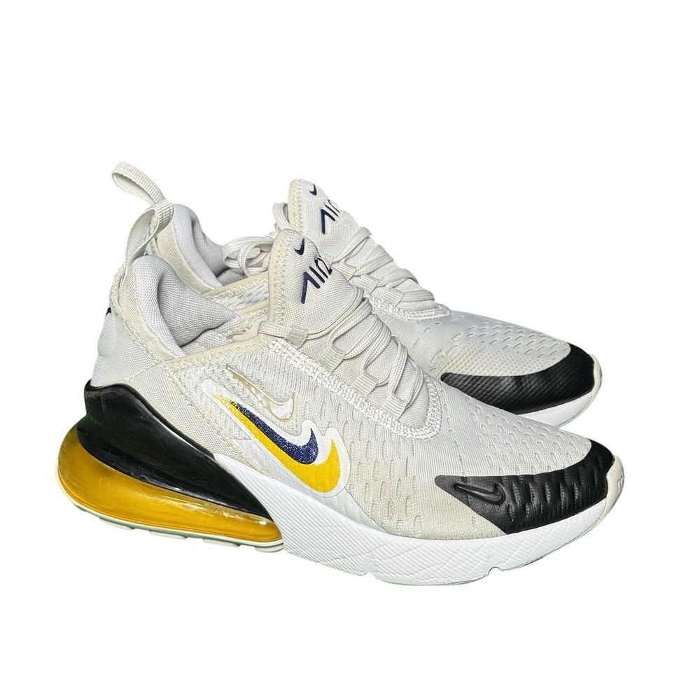 Nike Air Max 270 Multi Swoosh White Gold Black FJ4590-100 Kids 3.5Y